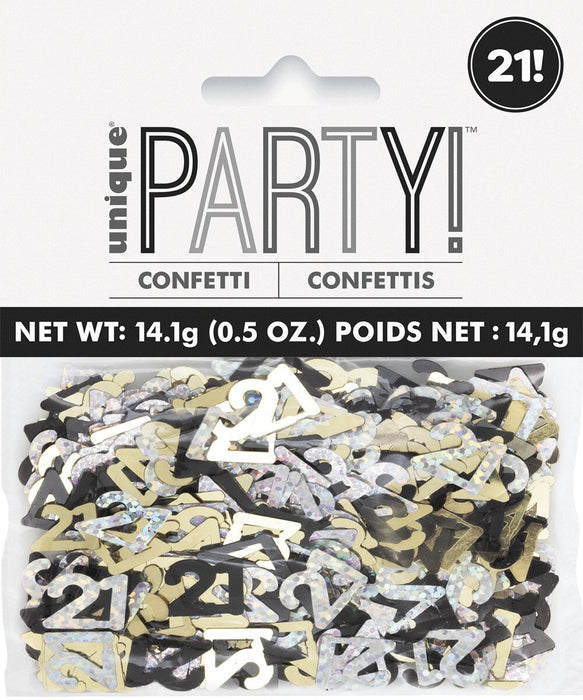 Glitz Black, Silver And Gold 21 Foil Confetti
