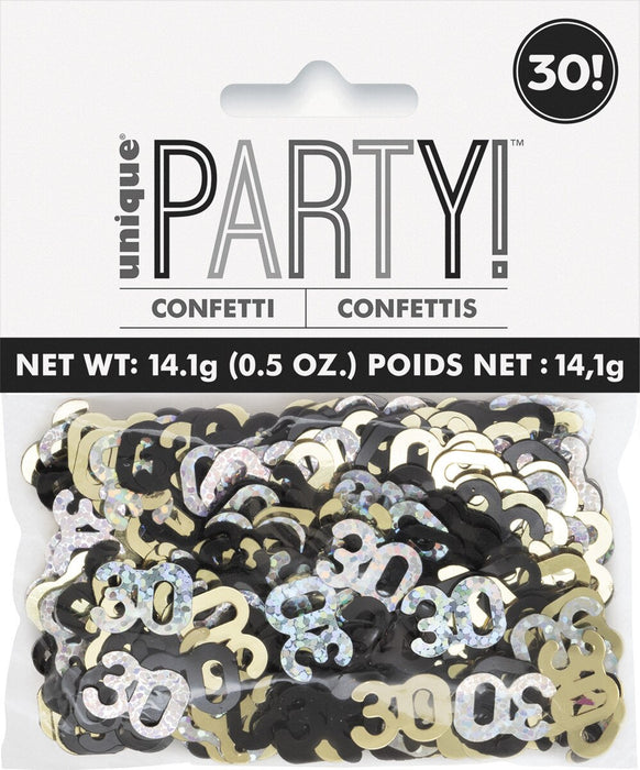 Glitz Black, Silver And Gold 30 Foil Confetti