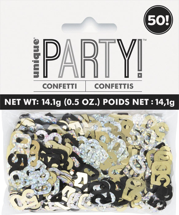 Glitz Black, Silver And Gold 50 Foil Confetti