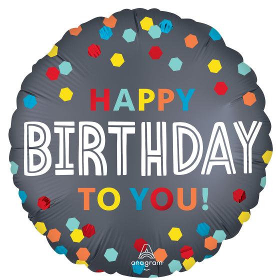 45cm Standard Satin Confetti Burst Birthday Foil Balloon