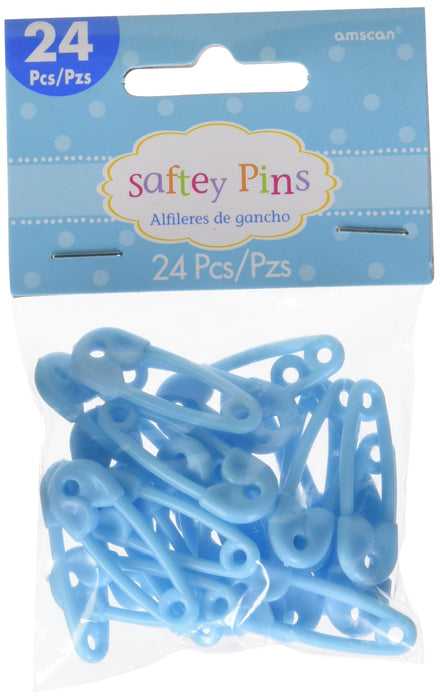 Baby Safety Pins Favor Charms - Blue 24pk