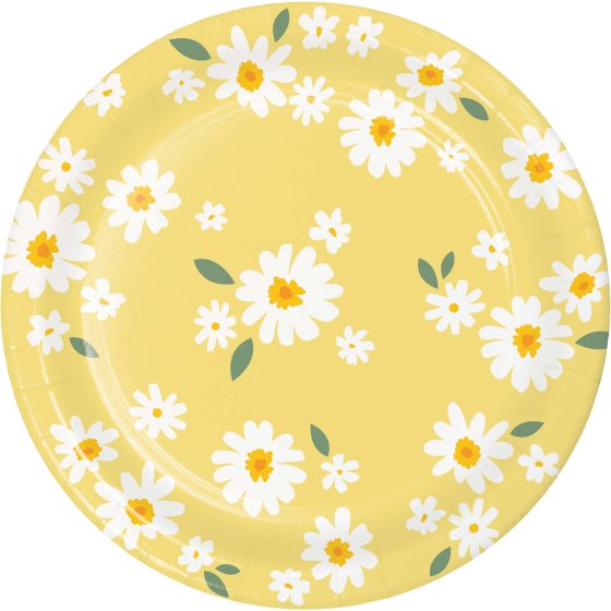 Sweet Daisy 23cm Round Paper Plates