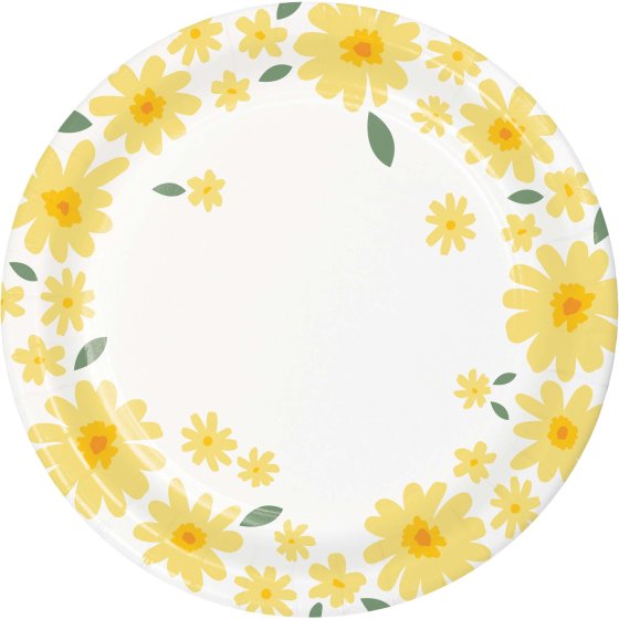 Sweet Daisy 18cm Round Paper Plates