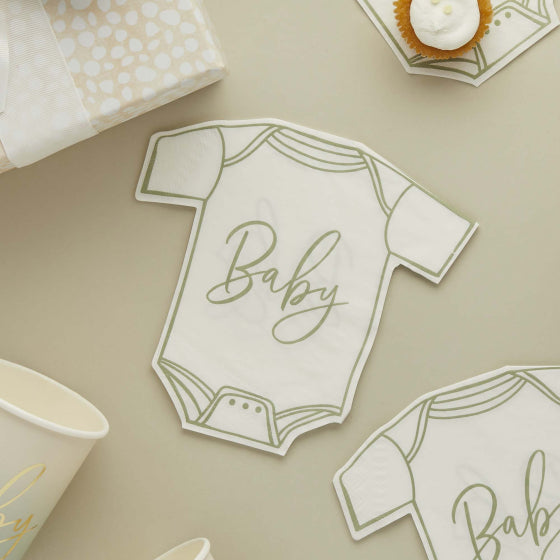 Baby Shower Sage Babygrow Shaped Napkins
