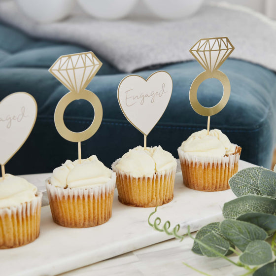 Engagement Cupcake Food Picks 12pk