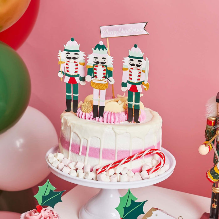 Holly Jolly Christmas Nutcracker Paper Cake Topper Set