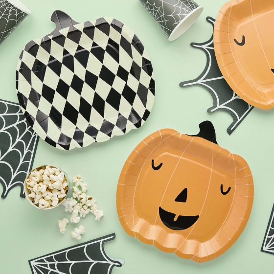 Retro Halloween Pumpkin Shape Plate 8pk