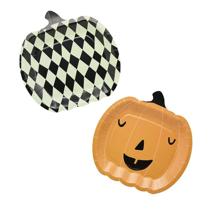Retro Halloween Pumpkin Shape Plate 8pk