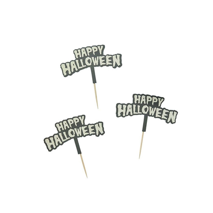 Retro Halloween Glow in the Dark Cupcake Toppers 12pk