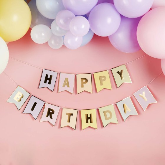 Pastel Party 'Happy Birthday' Flag Card Banner 3m