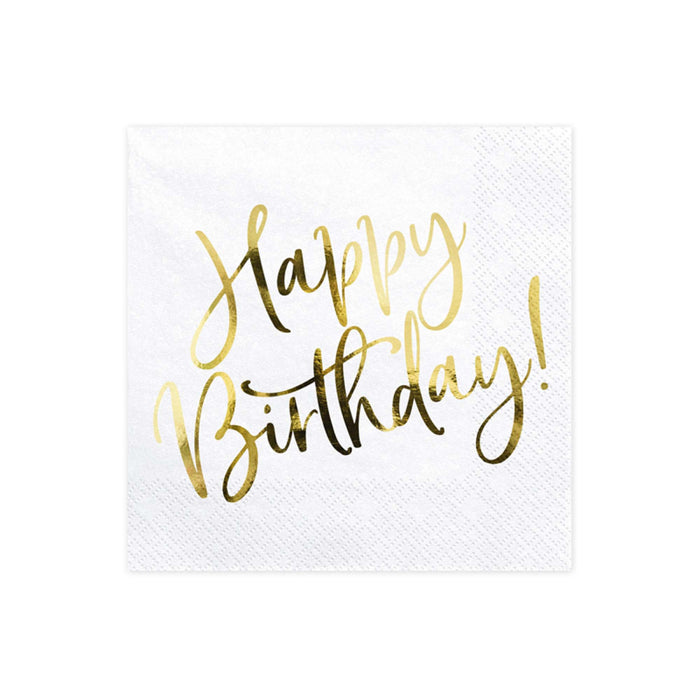 Happy Birthday Gold Lunch Napkins 20pk