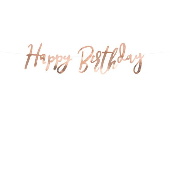 Happy Birthday Script Rose Gold Banner
