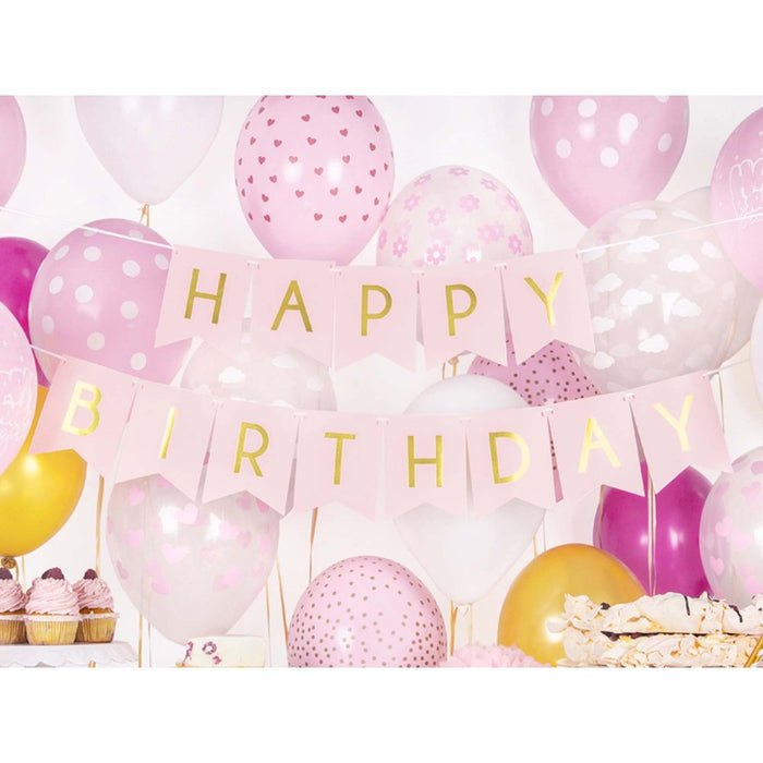 Happy Birthday Letter Banner Light Pink