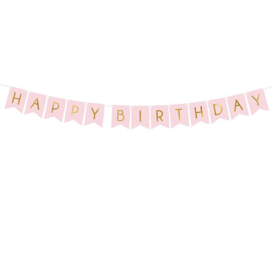 Happy Birthday Letter Banner Light Pink