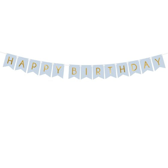 Happy Birthday Letter Banner Light Blue
