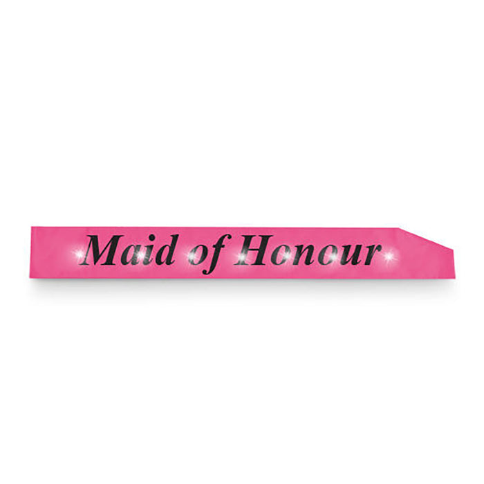 Flashing Maid Of Honor Sash Pink With Black Text
