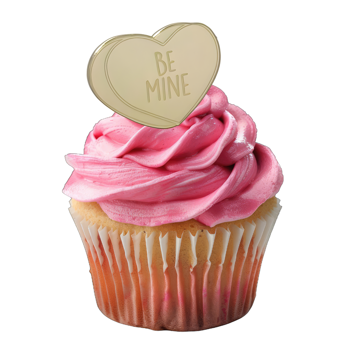 Be Mine Acylic Cupcake Topper Gold 5pc