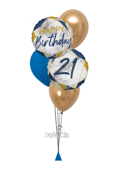Blue & Gold Age Marble Birthday Bouquet