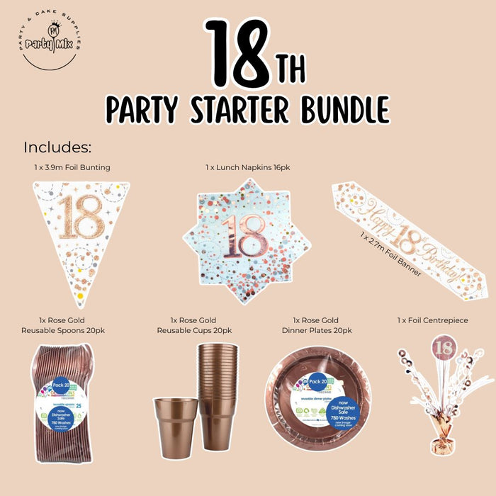 18th Party Starter Bundle Rose Gold & White