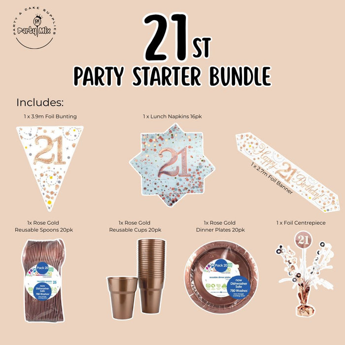 21st Party Starter Bundle Rose Gold & White