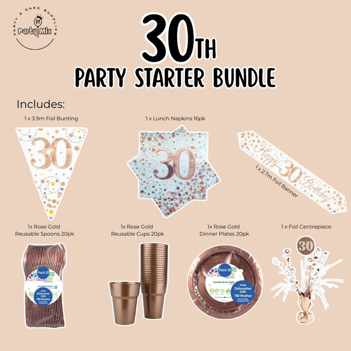 30th Party Starter Bundle Rose Gold & White