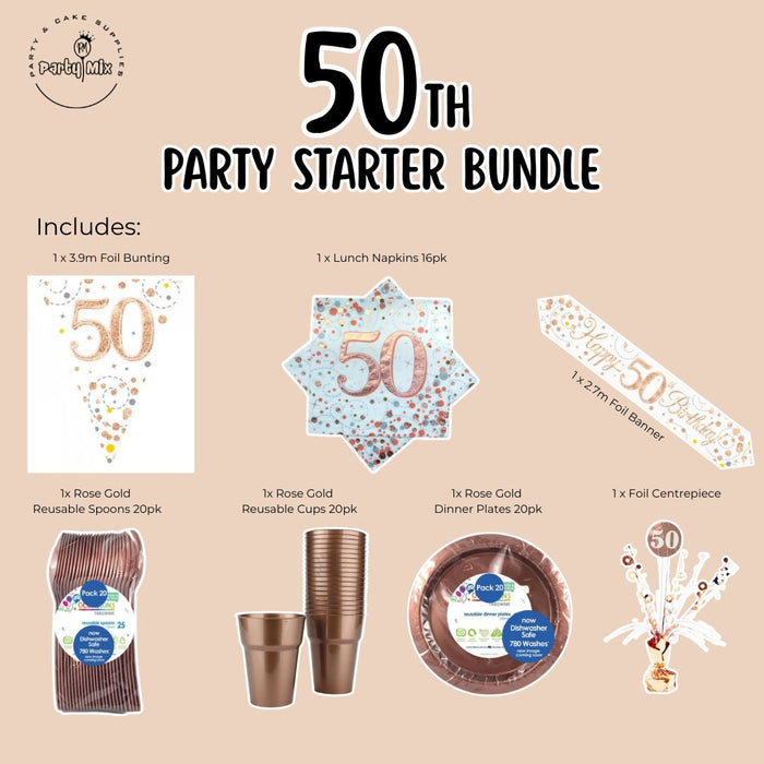 50th Party Starter Bundle Rose Gold & White