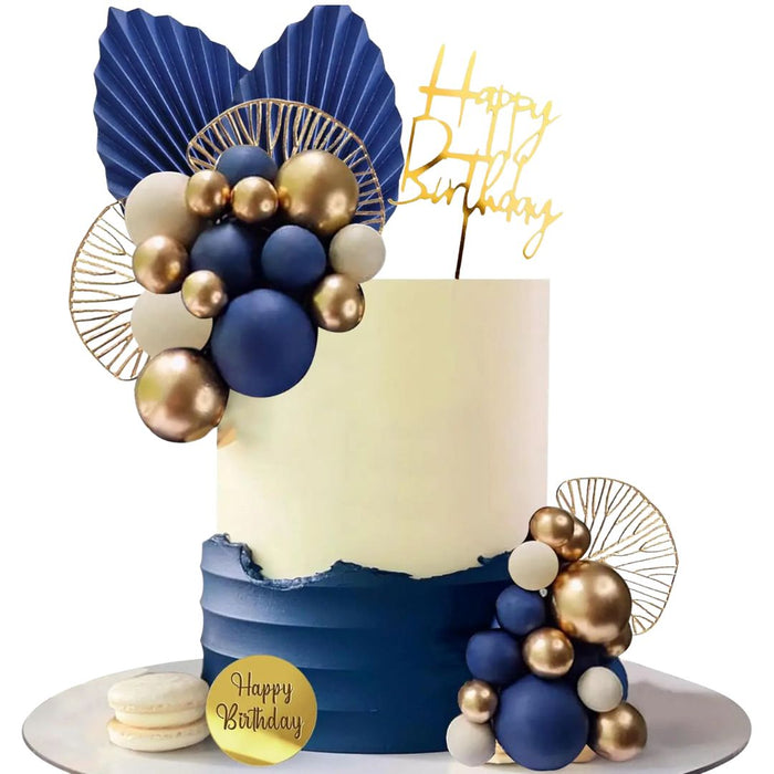 Birthday Cake Topper Deco Kit - Blue & Gold