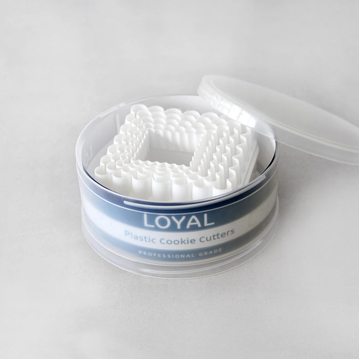 Plastic Plain Scalloped Square Cutter Set 5pc - LOYAL