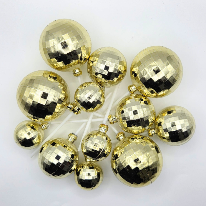 Cake Ball Toppers 12pc Mixed Sizes - Gold Mirror