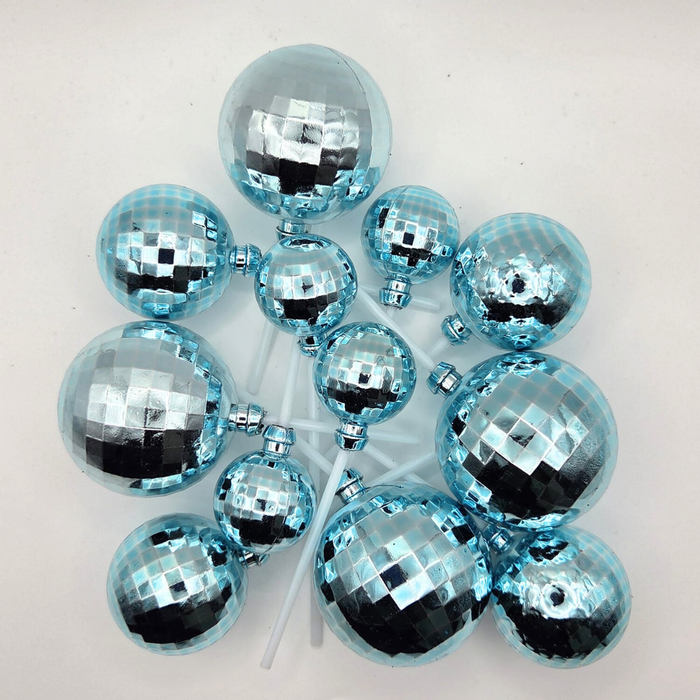 Cake Ball Toppers 12pc Mixed Sizes - Blue Mirror