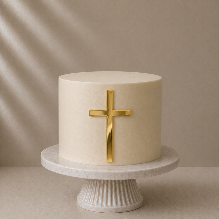Gold Cross Acrylic Cake Fropper 12cm - Sweet Celebrate