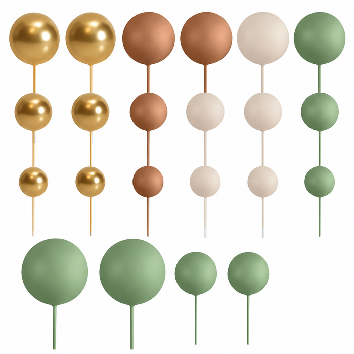 Cake Ball Toppers 30pc - Boho Sage & Gold