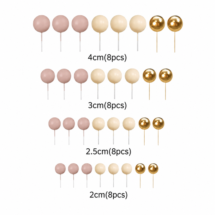 Cake Ball Toppers 32pc - Soft Nude & Gold