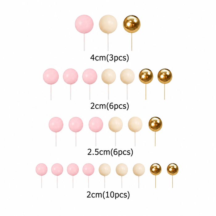 Cake Ball Toppers 25pc - Blush Pink & Gold