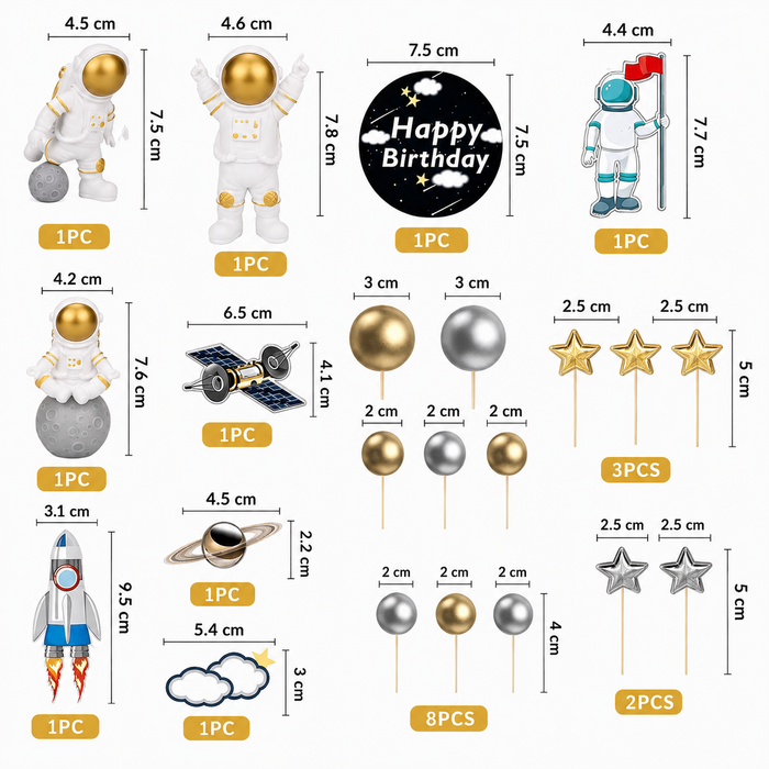 Cake Topper Deco Kit - Outer Space 22pc