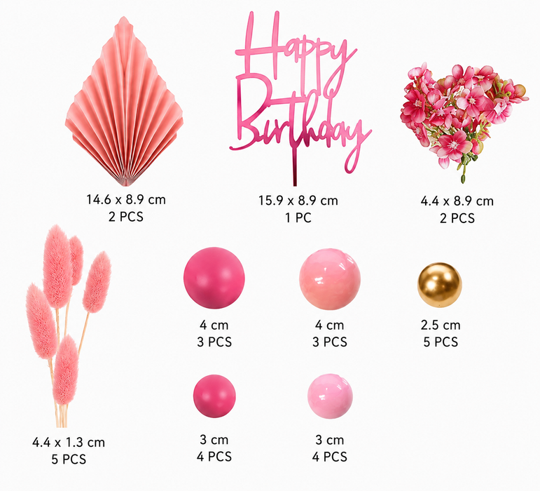 Cake Topper Deco Kit - Pretty In Pink