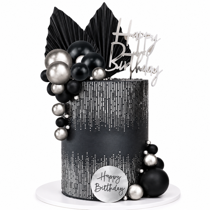 Cake Topper Deco Kit - Black & Silver Luxe