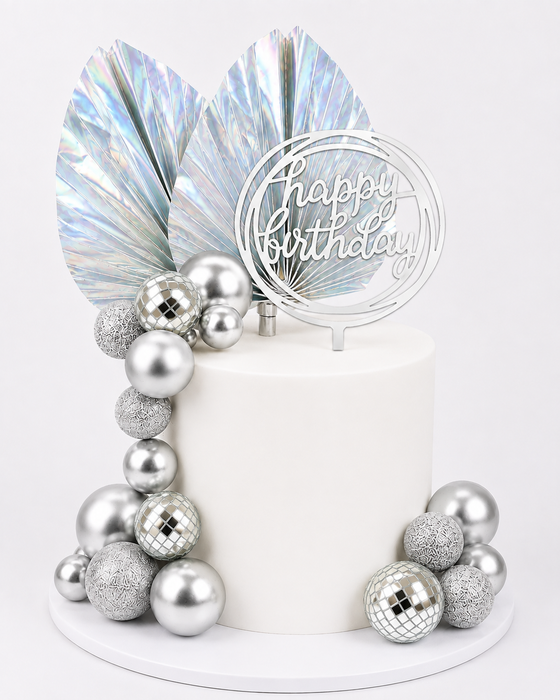 Cake Topper Deco Kit - Silver Disco Luxe