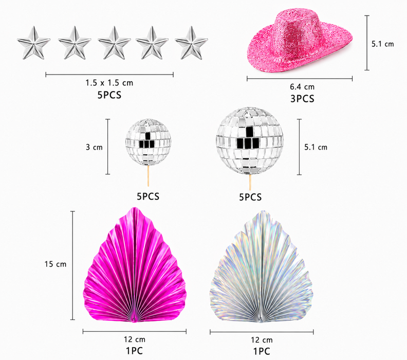 Cake Topper Deco Kit - Disco Cowgirl