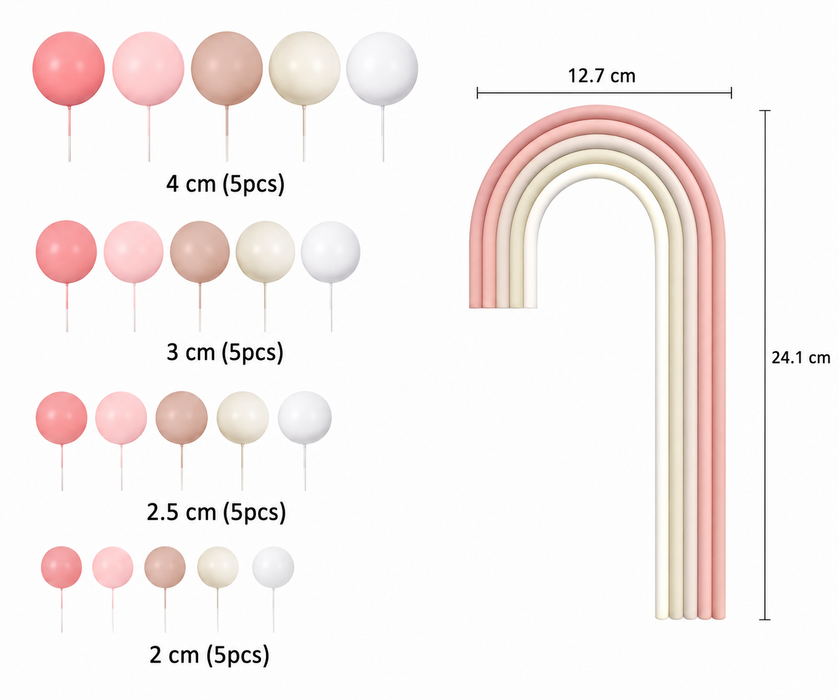 Cake Topper Deco Kit - Blush Pink Rainbow