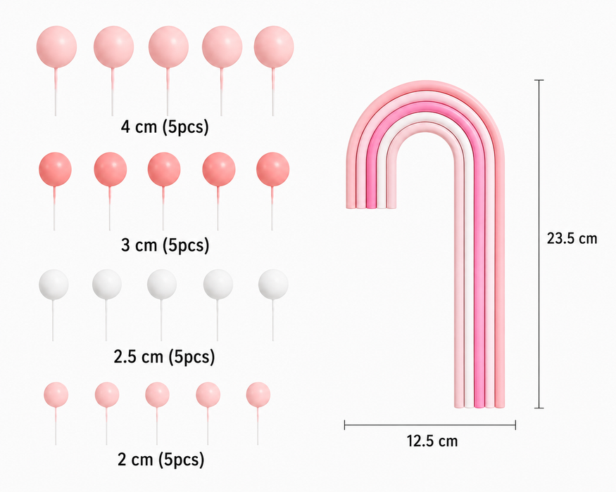 Cake Topper Deco Kit - Pink Rainbow