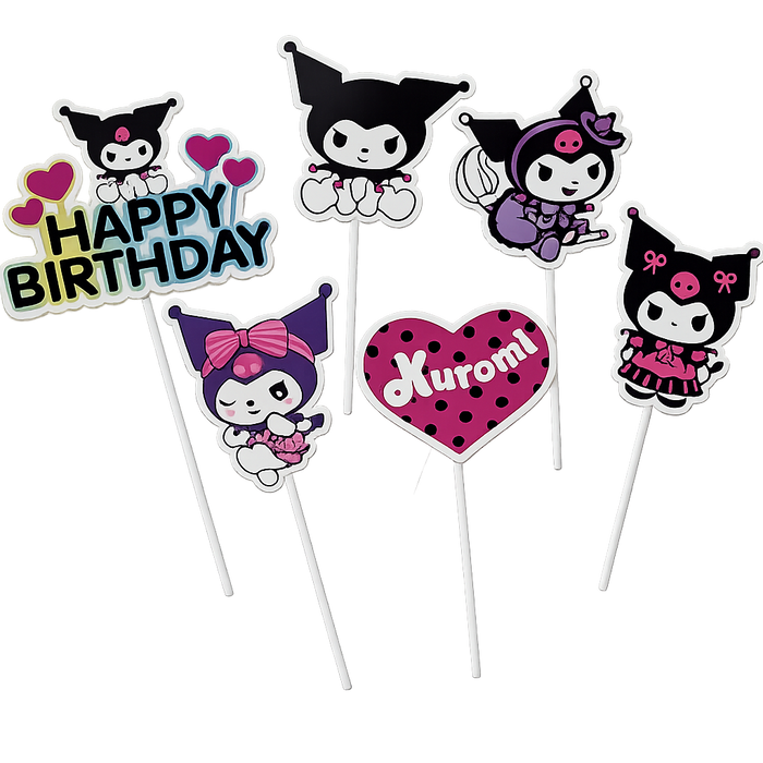 Kawaii Kuromi Cake Topper 6pc Set