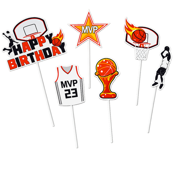 Basketball Cake Topper 6pc Set
