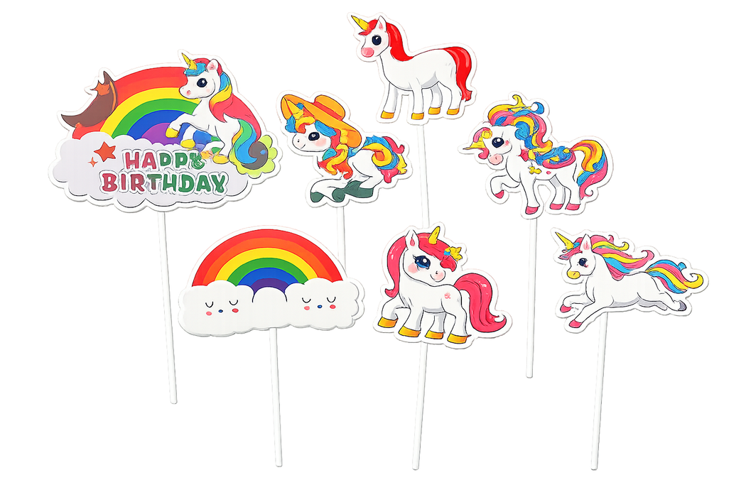 Unicorn Cake Topper 6pc Set