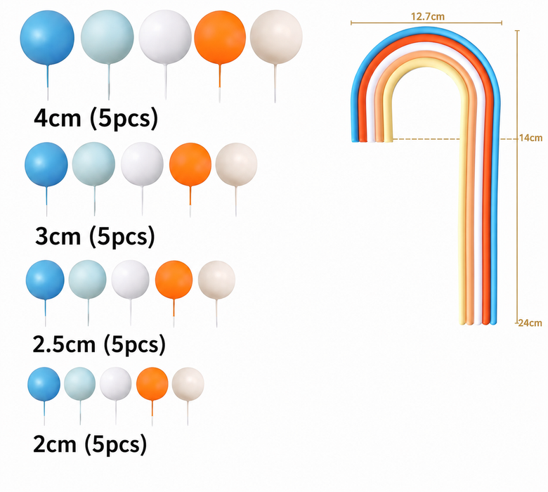 Cake Topper Deco Kit - Bright Summer Rainbow