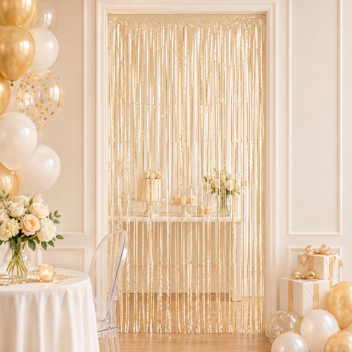 FS Door Curtain 90x200cm - Metallic White Gold