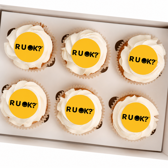 R U OK? Logo Edible Icing Image - 24 Cupcake Toppers