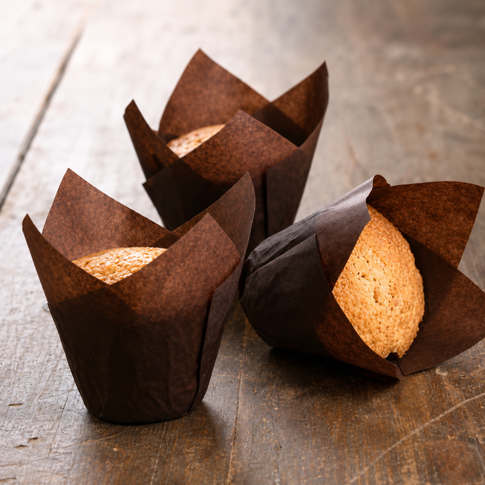 Tulip Cases Muffin Wrap Brown (60mm high x 30mm base) 250pk