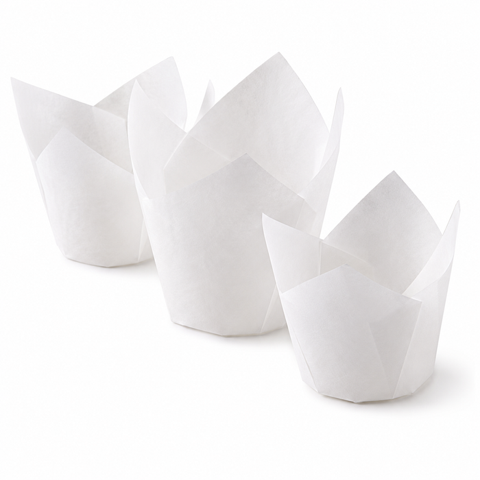 Tulip Cases Muffin Wrap White (90/50mm high x 60mm base) 250pk