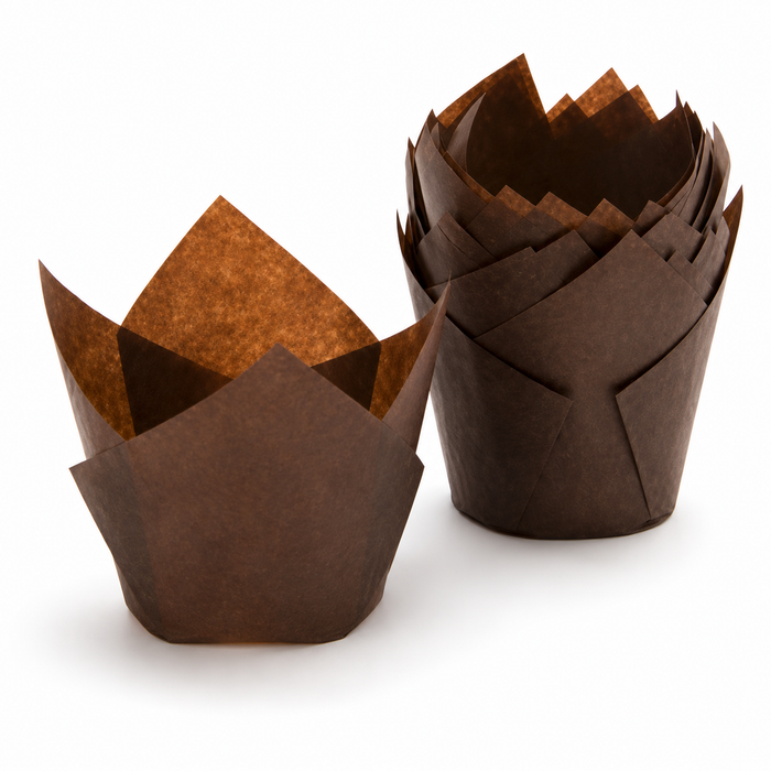 Tulip Cases Muffin Wrap Brown (90/50mm high x 60mm base) 250pk